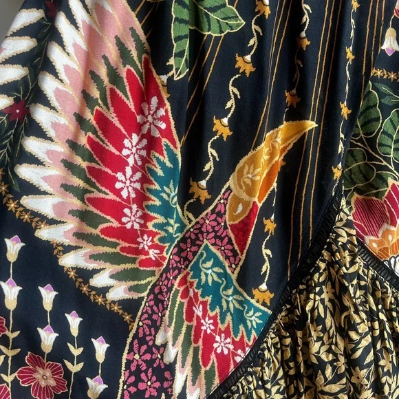 Anthropologie Farm Rio Black and Red Floral Wrap Dress - Picture 3 of 4